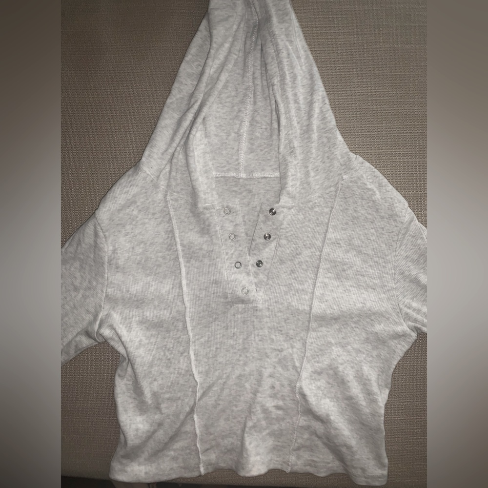 SHEIN Dazy Ribbed Knit Stitched Cropped Hoodie